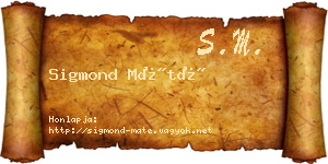 Sigmond Máté névjegykártya